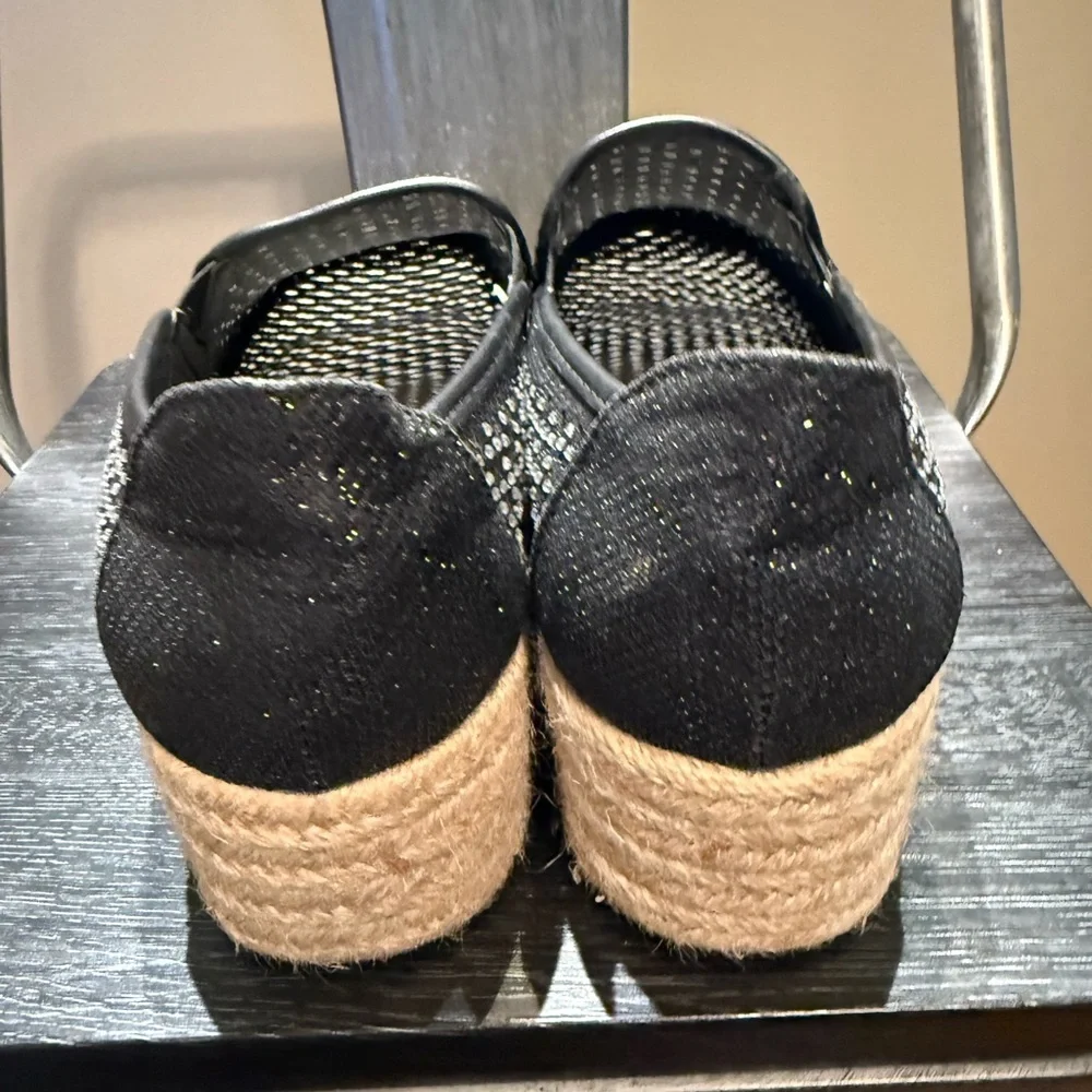Andiamo Black Rhinestone Studded Espadrille Slip On Flats Womens Size 11 - Picture 10 of 12